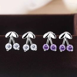 Stud Earrings Woman Earring Cherry Crystal Piercing Boho Korean Fashion Retro Jewellery 2022 Trend Accessories