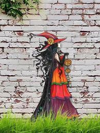 Garden Decorations Halloween Metal Witch Garden Lawn Sexy Witch Sign Halloween Metal Witch Yard Garden Decor Home Decoration Accessories 220928