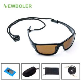 NEWBOLER Polarised Fishing Sunglasses Brown Yellow Lenses Night Version Men Glasses Outdoor Sport Driving Cycling Eyewear UV400 0928