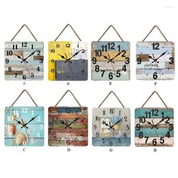 Wall Clocks Creative Square Wooden Clock Nice Non-ticking 10'' Decor For Home Office Shop Bar Room Ornaments 2022
