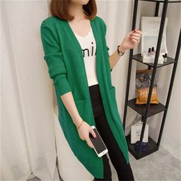 Women's Knits Tees Mid-length Cardigan Sweater Women Long-sleeved Jacket Autumn Winter solid Colour Large Size Sweaters ZY5163 220929