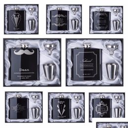 Hip Flasks Groomsman Gift Personalized Engraved 6Oz Hip Flask Stainless Steel With White Black Box Wedding Favors Drop Delivery 202 Otqmo