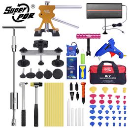 Super PDR Car Repair Kits Dent Puller Pulling Bridge Glue Gun Plastic Tabs LED Line Board Pump Wedge for Automotive Dent Removel