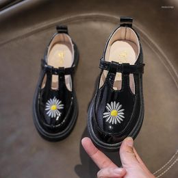 Flat Shoes 2022 Autumn Girls Leather Kids White Children's Black Casual School Student Fashion Princess D480