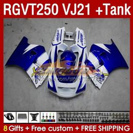 Fairings Kit & Tank For SUZUKI RGV250 SAPC VJ21 RGVT250 RGV-250CC 88 89 Bodywork 159No.11 RGVT-250 RGV-250 Panel RGVT RGV 250 CC 250CC 1988 1989 Fairing Kit white blue