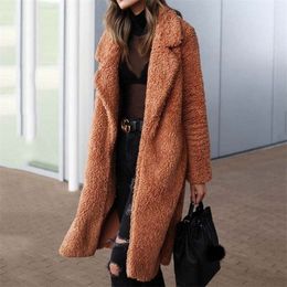 Womens Fur Faux Autumn Long Winter Coat Woman Women Warm Ladies Teddy Jacket Female Plush Outwear 220929