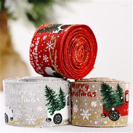 Christmas Decorations Car Ribbon Printed Burlap Ribbons For Gift Wrapping Wedding Decoration Hair Bows DIY Tree Wreath