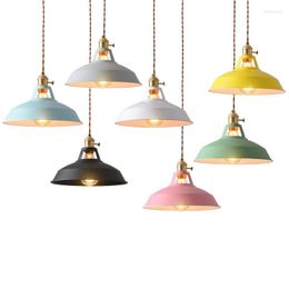 Pendant Lamps Retro Industrial Light Colourful Restaurant Home Kitchen Lamp Vintage Hanging Lampshade Decorative