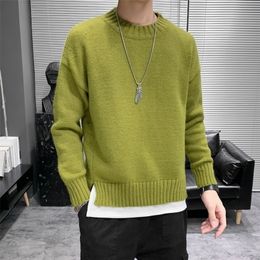 Mens Sweaters Pullover Sweater Men Korean Fashion Slim Fit Autumn Winter Clothes For Men Casual Long Sleeve Pullovers Pure Color Shirts 220929