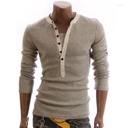 Men's T Shirts Men Casual T-Shirts Soft Comfortable Autumn Winter Tees Long Sleeve V-Neck Slim Fit Solid Colour T-Shirt Clothing