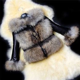 Women's Fur Faux WEPBEL Autumn and Winter Warm Women Temperament Collar PU Leather Coat Short Slim Jacket T220928