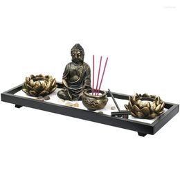 Candle Holders Buddha Incense Burner Lotus Zen Garden Set Tea Light Holder Statue Ornament For Home Decor