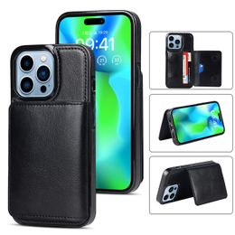 For iPhone 14 Pro Max Wallet Cases PU Leather Card Holder Flip Stand Business Phone Covers For iPhone13 12 11 XR XS X 8 7 Plus 6S