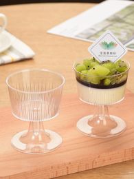 Gift Wrap PS Clear Transparent Dessert Pudding Bowl Ice Cream Cup for Birthday Party Holiday Dinner Disposable Tableware 120ML RRE14600