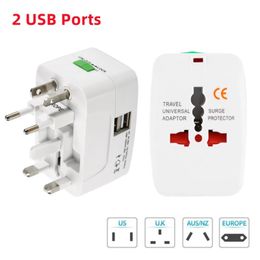 Travel Adapter With 2 USB Ports EU UK US AU AC Power Charger Outlet Converter Socket Plug Connector