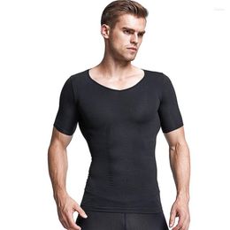 Men's Body Shapers Men's Undershirt T Shirts Short Sleeve Tops Men Sports Fitness Shaping Belt Slimming Shirt Abdomen Corsets Waist