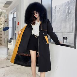 Women's Fur Arrivals Winter Coat Women Real Raccoon Hooded 2022 Detachable Liner Jacket Female Medium Long Parka