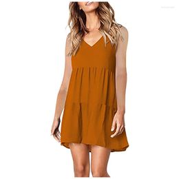 Casual Dresses Women Spring Summer V Neck Print Dress Self-tie Knot Front Ruffles Solid Female Sexy Short A Line Party Vestidos 2022