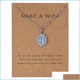 Pendant Necklaces Flower Natural Stone Pendant Necklace Paper Card Short Chain Female Charm Choker Jewelry Gift Drop Delivery 2021 Ne Dh9Oh