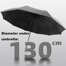 Umbrellas 130 cm Big Size Top Quality Men Rain Woman Windproof Large Paraguas Male Women Sun 3 Folding Outdoor Parapluie 220929