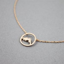 gold range UK - Rose Gold Range Mountain Necklace Women Simple Jewelry Bridesmaid Gift Stainless Steel Choker Circle Pendant Collare Femme 2020188n