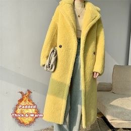 Womens Fur Faux Fur Luck A Women Winter Longer Faux Fur Warm Coat Long Sleeve Female Thick Teddy Bear Coat Casual Loose Oversize Outwears 220929