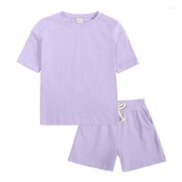 Clothing Sets 2Pcs Novelty Summer Baby Boy Sport Outfits Clothes Girls Solid Top T-Shirt Shorts Children Tracksuit For Kid