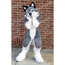 Halloween Grey Husky Dog Fursuit Mascot Costume Cartoon Animal Character Outfits Suit Adults Size Christmas Carnival Party Outdoor Outfit Advertising Suits