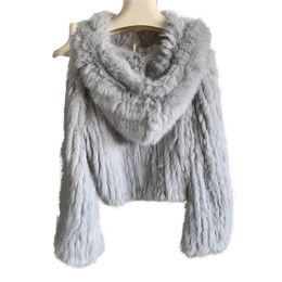 Women's Fur Faux Harppihop knitted Genuine Rabbit fur coat women fashion long rabbit jacket Outwear winter 220928