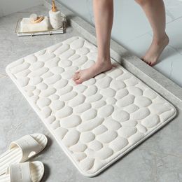 Bath Mats Cobblestone Embossed Bathroom Mat Non-slip Carpets In Wash Basin Bathtub Side Floor Rug Shower Room Doormat Memory Foam