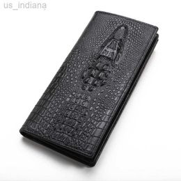 Wallets Men's leather wallet top layer leather odile head wallet Personalised long leather men's clutch wallet L220929