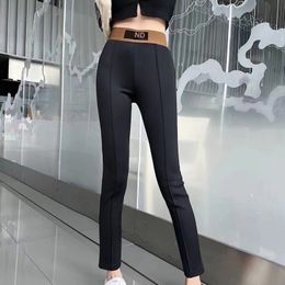 22 designer Brand Women's Pants Fashion Capris Letter Motion pants Yoga Webbing stretch show thin high waist leggings small legs black sportswear streetwear SML