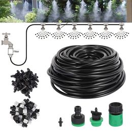 Other Faucets Showers Accs 1 Kit Fog Watering Irrigation System 20M PVC Hose Portable Misting Cooling Automatic Water Nozzle Spray Head Tee Connecter 220929