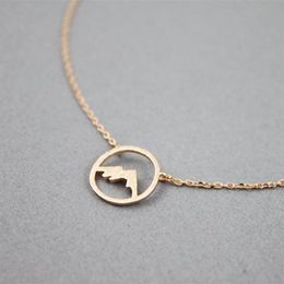 gold range UK - Rose Gold Range Mountain Necklace Women Simple Jewelry Bridesmaid Gift Stainless Steel Choker Circle Pendant Collare Femme 20203142