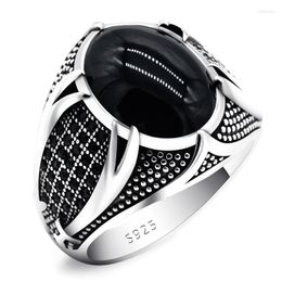 Cluster Rings Islamic Ring For Men 2022 Trend Black CZ Stone Silver Plated Vintage Religious Turkish Swords Male Metal Jewellery Punk Hip-hop