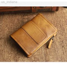 Wallets Vintage Women Leather Short Slim Male Purses Money Holders Men L220929
