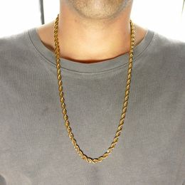 7MM 24' 18k Yellow Gold Plated Stainless Steel Hip Hop Rope Chain