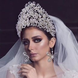 Luxury Three Layers Bridal Crown Princess Tiara Vintage Handmade Jewellery Highlight Pearl ZD487