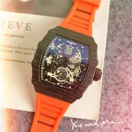 Top Brand Model Mens Watch Famous Mission Runway Rubber Strap Clock Quartz Imported Movement Waterproof Luminous Layer Hollowed Out Design Gifts Wristwatches