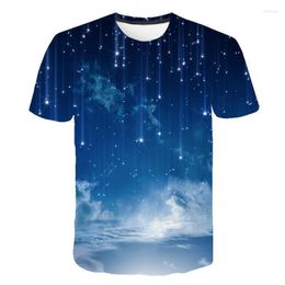 Men's T Shirts 2022 Summer Beautiful Starry Sky T-shirt Night 3D Printed Universe Short Sleeve O-Neck Oversized