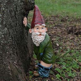 Decorative Objects Figurines Resin Naughty Garden Gnome Garden Statue Christmas Hogard Resin Gnome Dress Up Decoration Garden Gnome Resin U6M4 220928