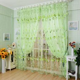 Curtain 1PC 1M 2M Window Curtains Sheer Voile Tulle For Bedroom Living Room Balcony Kitchen Tulip Pattern Sun-shading Cortinas Rideaux