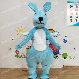 Christmas Blue Kangaroo Mascot Costume Cartoon Character Outfit Suit Halloween Adults Size Birthday Party Outdoor Outfit Charitable activities