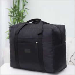 Duffel Bags Large Capacity Travel Nylon Jacquard Bag Clothes Organizer Folding Portable Storage Trolley