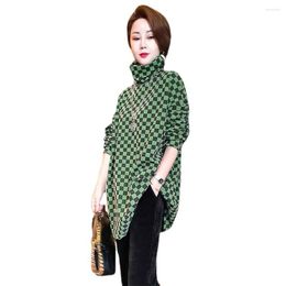 Women's T Shirts High-neck Double-sided Fleece Bottoming Shirt Women's Autumn And Winter High-end Checkerboard Top T-shirt