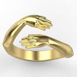 Cluster Rings 2022 Trend Jewellery Hands Hug Punk Personality Open Women's Ring Drop For Women Men