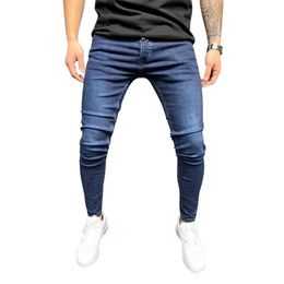 Men's Jeans Dihope Jeans Men Pure Color Slim Denim Pants Vintage Wash Black Hip Hop Pencil Pants Work Trousers Skinny Stretch Jeans S3XL 220929