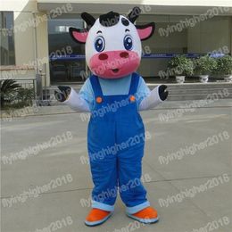 Halloween Cow Mascot Costume Cartoon Character Outfit Suit Christmas Carnival Adults Size Birthday Party Outdoor Outfit for Men Women