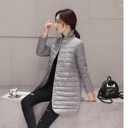 Women's Trench Coats Fashion Women 2022 Winter Padded Jacket Korean Style Stand-up Collar Lightweight Mid-length Coat Clothing