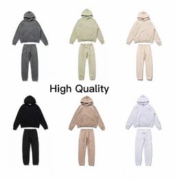 Erkekler eşofman ess hoodies sweatshirtler sıcak erkekler koşu takım elbise portal giyim essentail hoodie set uzun pantolon şerit joggers boyutu